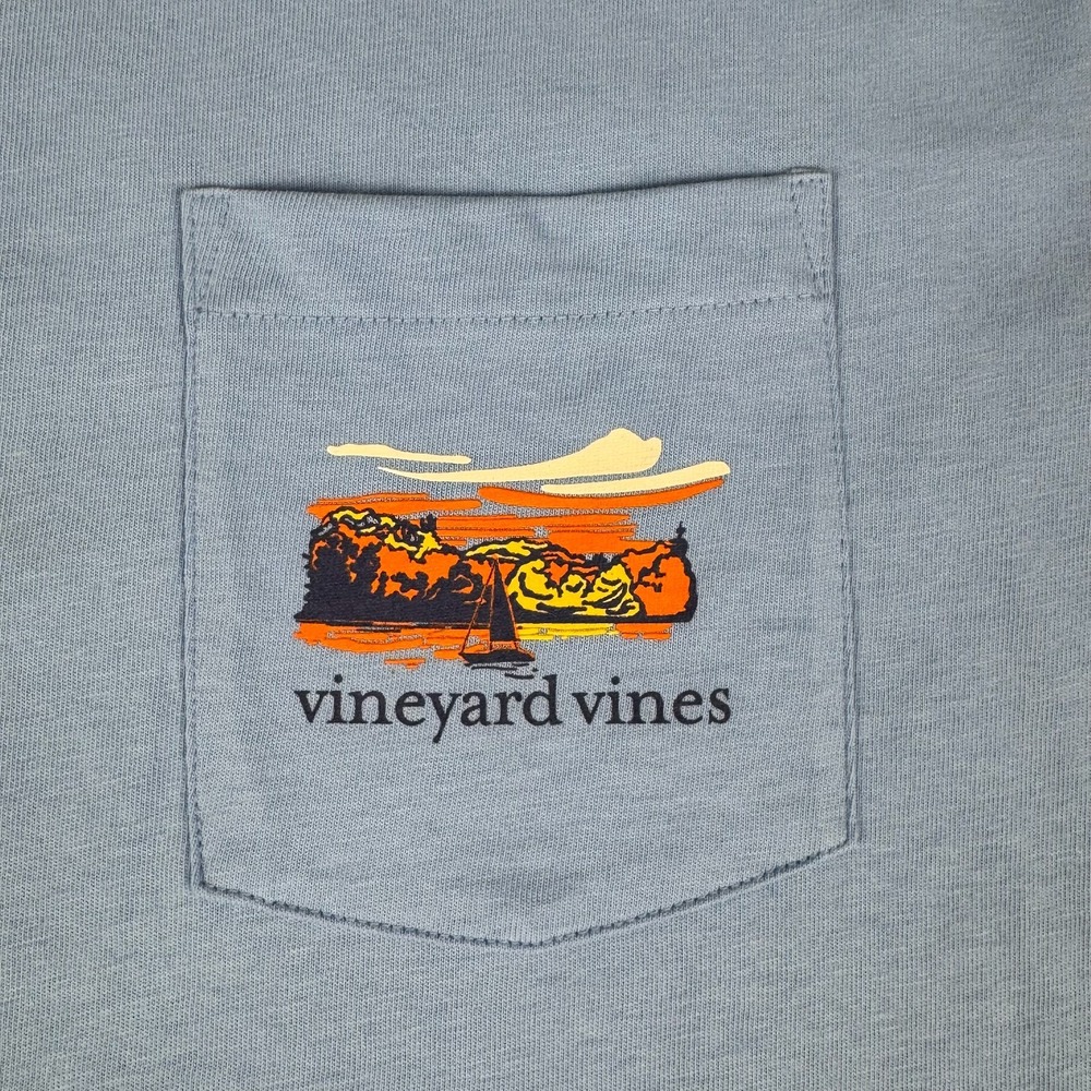 Vineyard Vines Dockside Autumn Wakes Pocket T-Shirt Ocean Breeze Mens XL - Picture 4 of 12